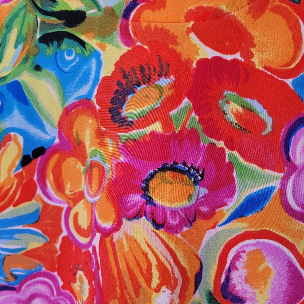 Oscar de la Renta Expressions Floral Silk Top - Picture 3 of 8
